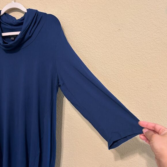 J. Jill Wearever Jersey Knit Cowl Neck Tunic Top Womens Large Navy Blue Stretch - Picture 5 of 7